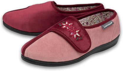 Dunlop Ladies Womens Slippers Slip On Hook & Loop Adjustable Fastening Memory Foam Size 3-8 - My Little Legends