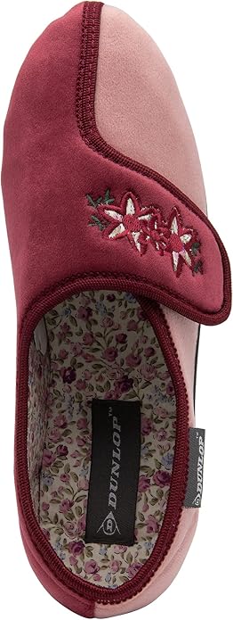 Dunlop Ladies Womens Slippers Slip On Hook & Loop Adjustable Fastening Memory Foam Size 3-8 - My Little Legends