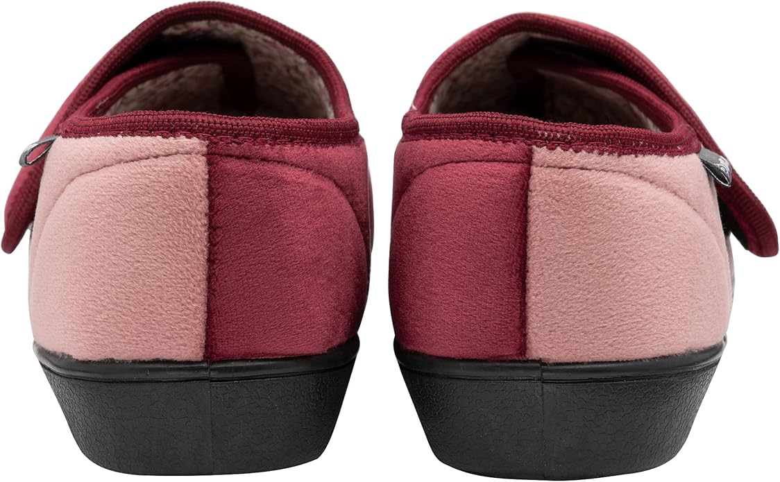 Dunlop Ladies Womens Slippers Slip On Hook & Loop Adjustable Fastening Memory Foam Size 3-8 - My Little Legends