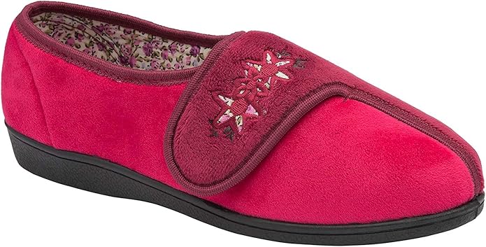 Dunlop Ladies Womens Slippers Slip On Hook & Loop Adjustable Fastening Memory Foam Size 3-8 - My Little Legends