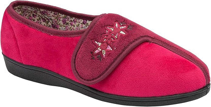 Dunlop Ladies Womens Slippers Slip On Hook & Loop Adjustable Fastening Memory Foam Size 3-8 - My Little Legends