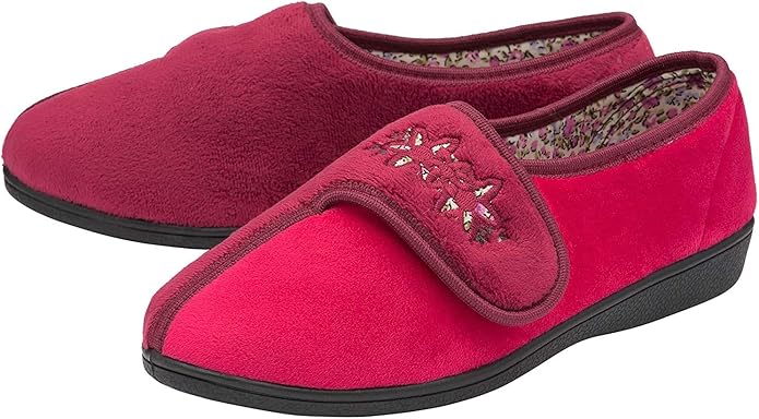 Dunlop Ladies Womens Slippers Slip On Hook & Loop Adjustable Fastening Memory Foam Size 3-8 - My Little Legends