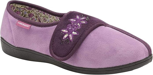 Dunlop Ladies Womens Slippers Slip On Hook & Loop Adjustable Fastening Memory Foam Size 3-8 - My Little Legends
