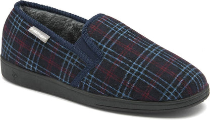 Dunlop Mens Twin Gusset Full Back Comfy Fur Lined Memory Foam House Slippers with Outdoor Soles - My Little Legends