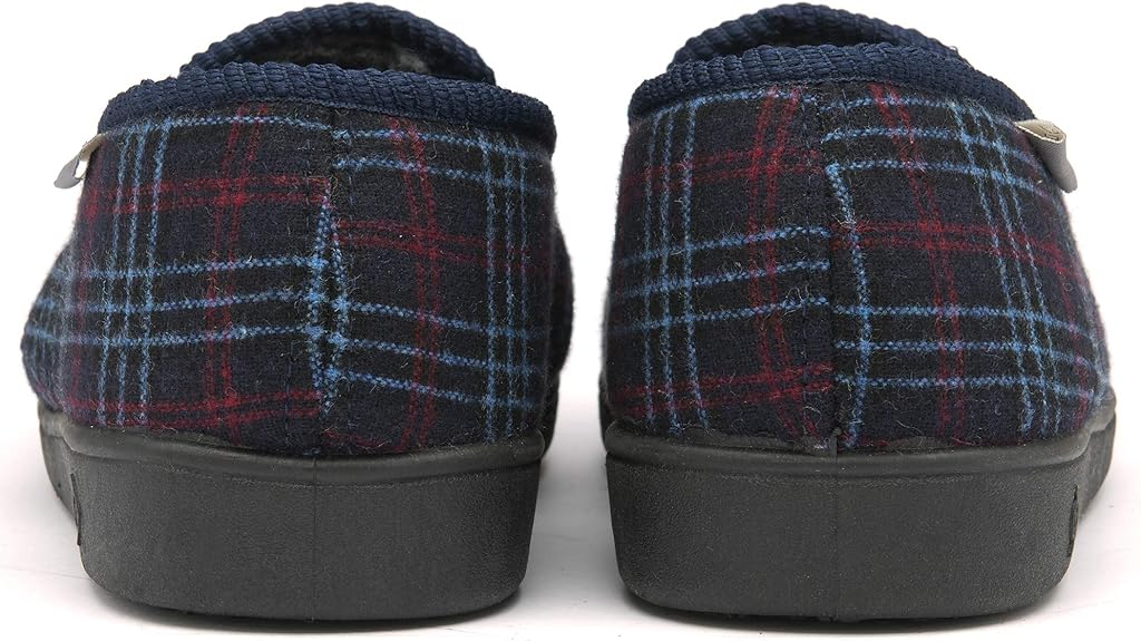 Dunlop Mens Twin Gusset Full Back Comfy Fur Lined Memory Foam House Slippers with Outdoor Soles - My Little Legends