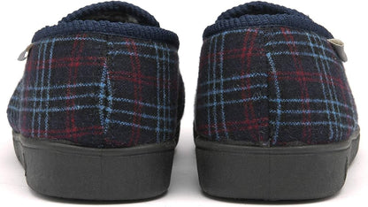 Dunlop Mens Twin Gusset Full Back Comfy Fur Lined Memory Foam House Slippers with Outdoor Soles - My Little Legends