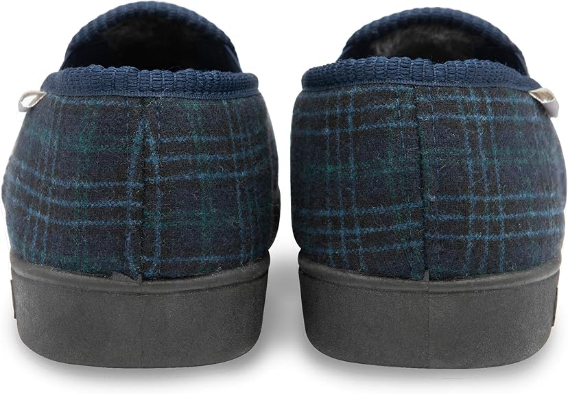 Dunlop Mens Twin Gusset Full Back Comfy Fur Lined Memory Foam House Slippers with Outdoor Soles - My Little Legends
