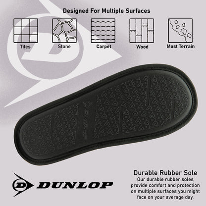 Dunlop Mens Slippers Slip On Felt Mule Comfy House Shoes Faux Fur Lined Memory Foam Sizes 7-12 - My Little Legends