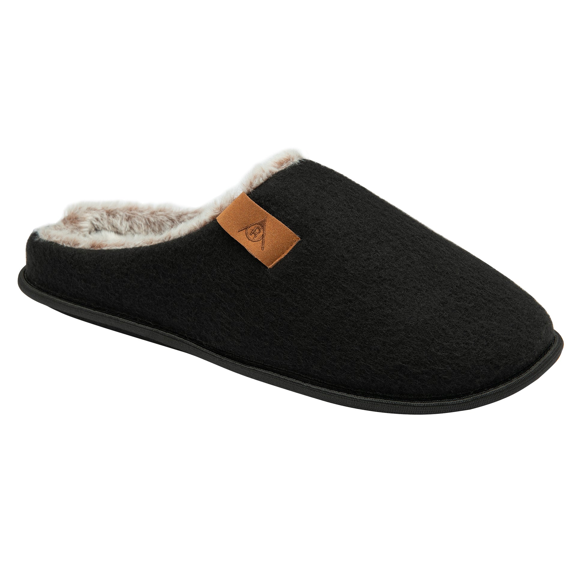 Dunlop Mens Slippers Slip On Felt Mule Comfy House Shoes Faux Fur Lined Memory Foam Sizes 7-12 - My Little Legends
