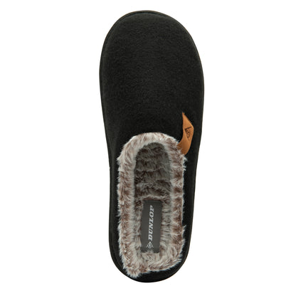 Dunlop Mens Slippers Slip On Felt Mule Comfy House Shoes Faux Fur Lined Memory Foam Sizes 7-12 - My Little Legends