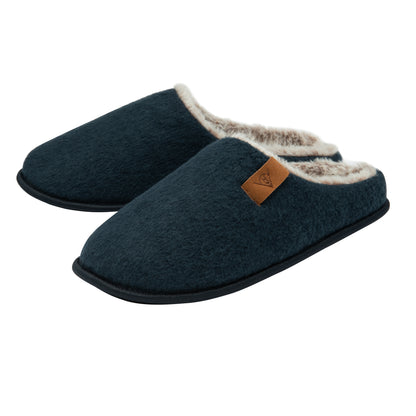 Dunlop Mens Slippers Slip On Felt Mule Comfy House Shoes Faux Fur Lined Memory Foam Sizes 7-12 - My Little Legends