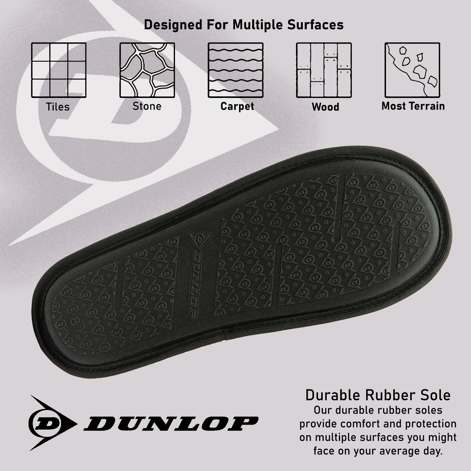 Dunlop Mens Slippers Slip On Felt Mule Comfy House Shoes Faux Fur Lined Memory Foam Sizes 7-12 - My Little Legends