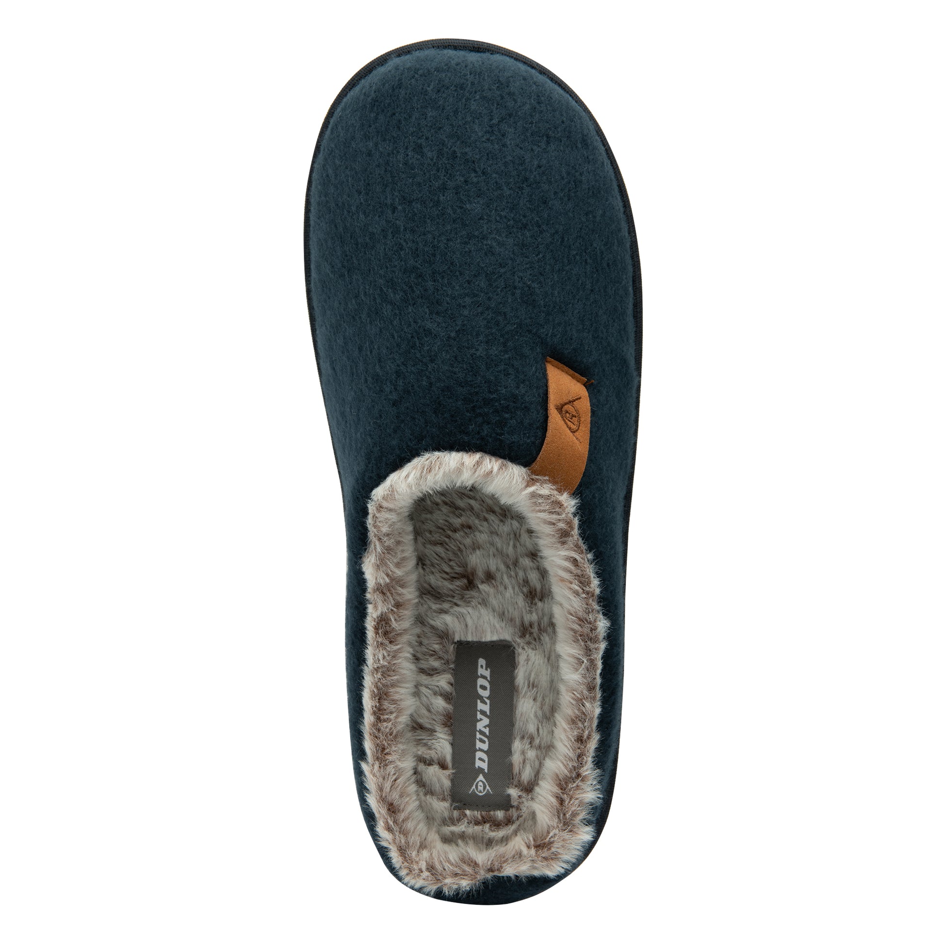 Dunlop Mens Slippers Slip On Felt Mule Comfy House Shoes Faux Fur Lined Memory Foam Sizes 7-12 - My Little Legends