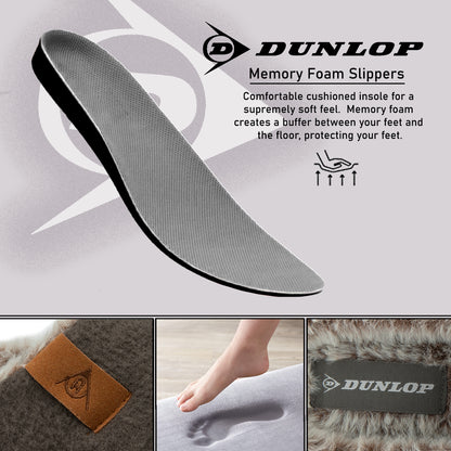 Dunlop Mens Slippers Slip On Felt Mule Comfy House Shoes Faux Fur Lined Memory Foam Sizes 7-12 - My Little Legends