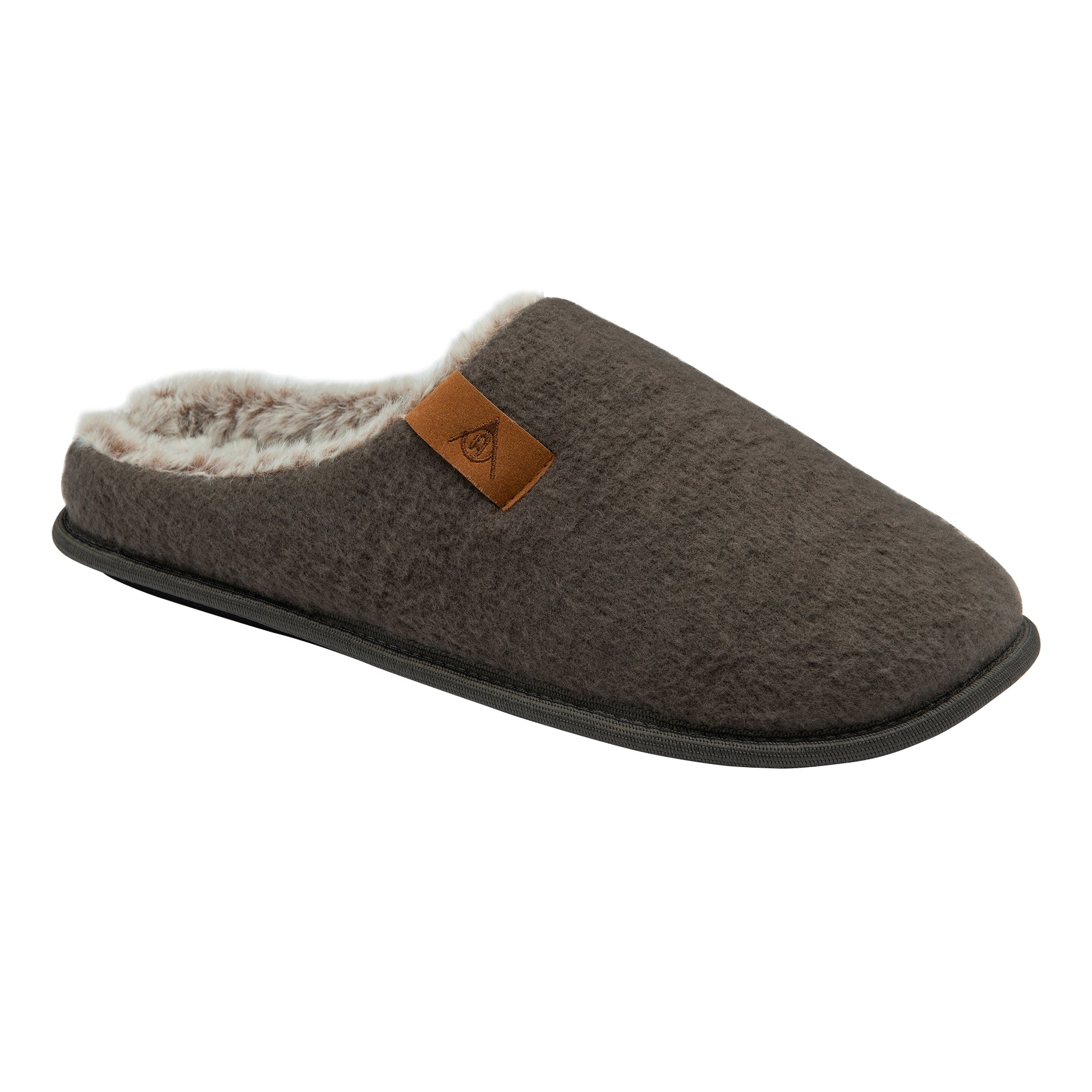 Dunlop Mens Slippers Slip On Felt Mule Comfy House Shoes Faux Fur Lined Memory Foam Sizes 7-12 - My Little Legends