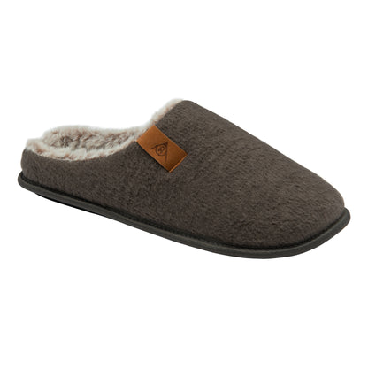 Dunlop Mens Slippers Slip On Felt Mule Comfy House Shoes Faux Fur Lined Memory Foam Sizes 7-12 - My Little Legends