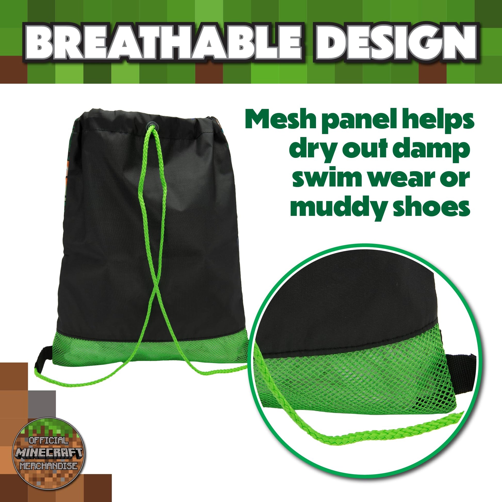 Minecraft Drawstring Bag Kids PE Kit Gym Swim Sack For Children Boys & Girls School Trainer School Backpack - My Little Legends