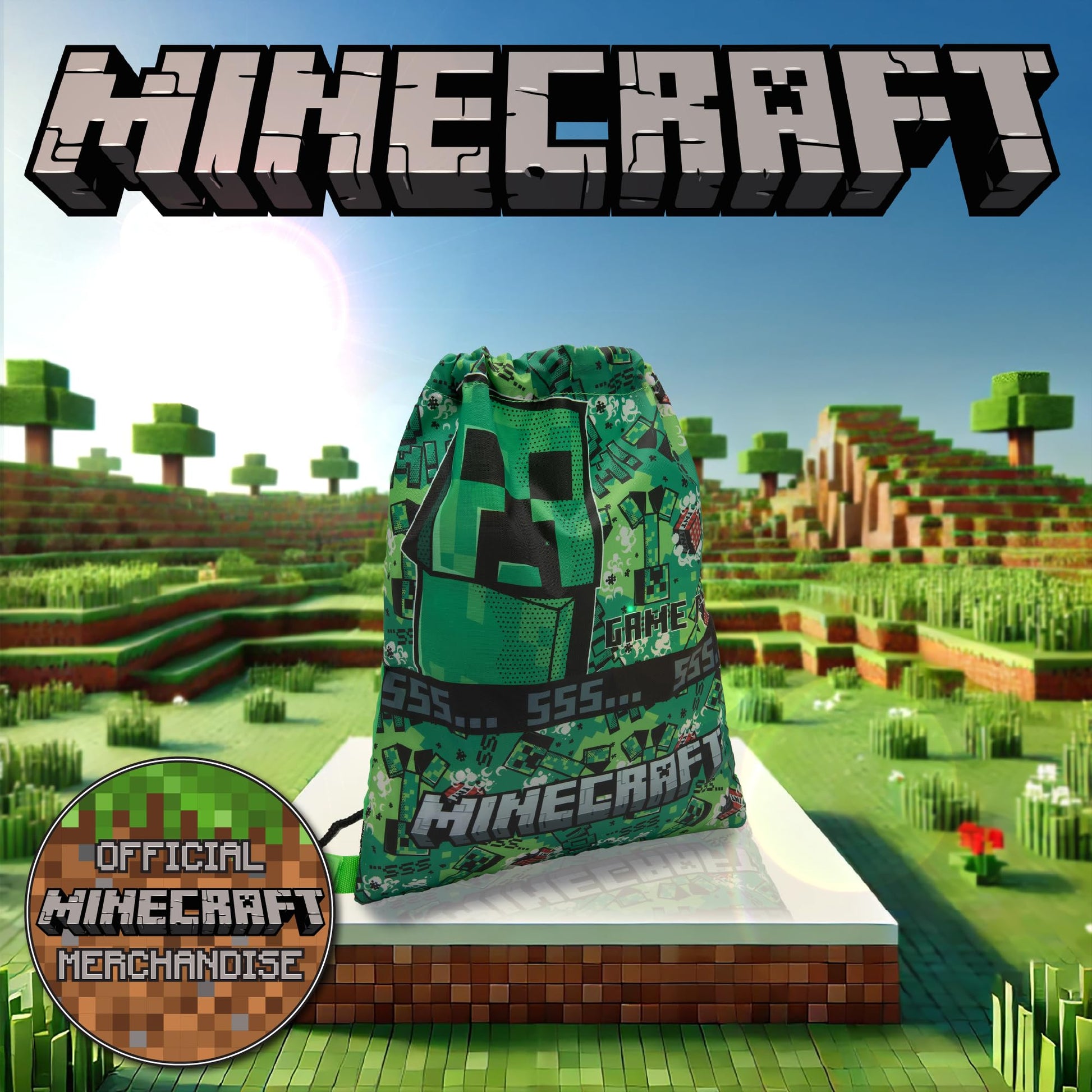 Minecraft Drawstring Bag Kids PE Kit Gym Swim Sack For Children Boys & Girls School Trainer School Backpack - My Little Legends
