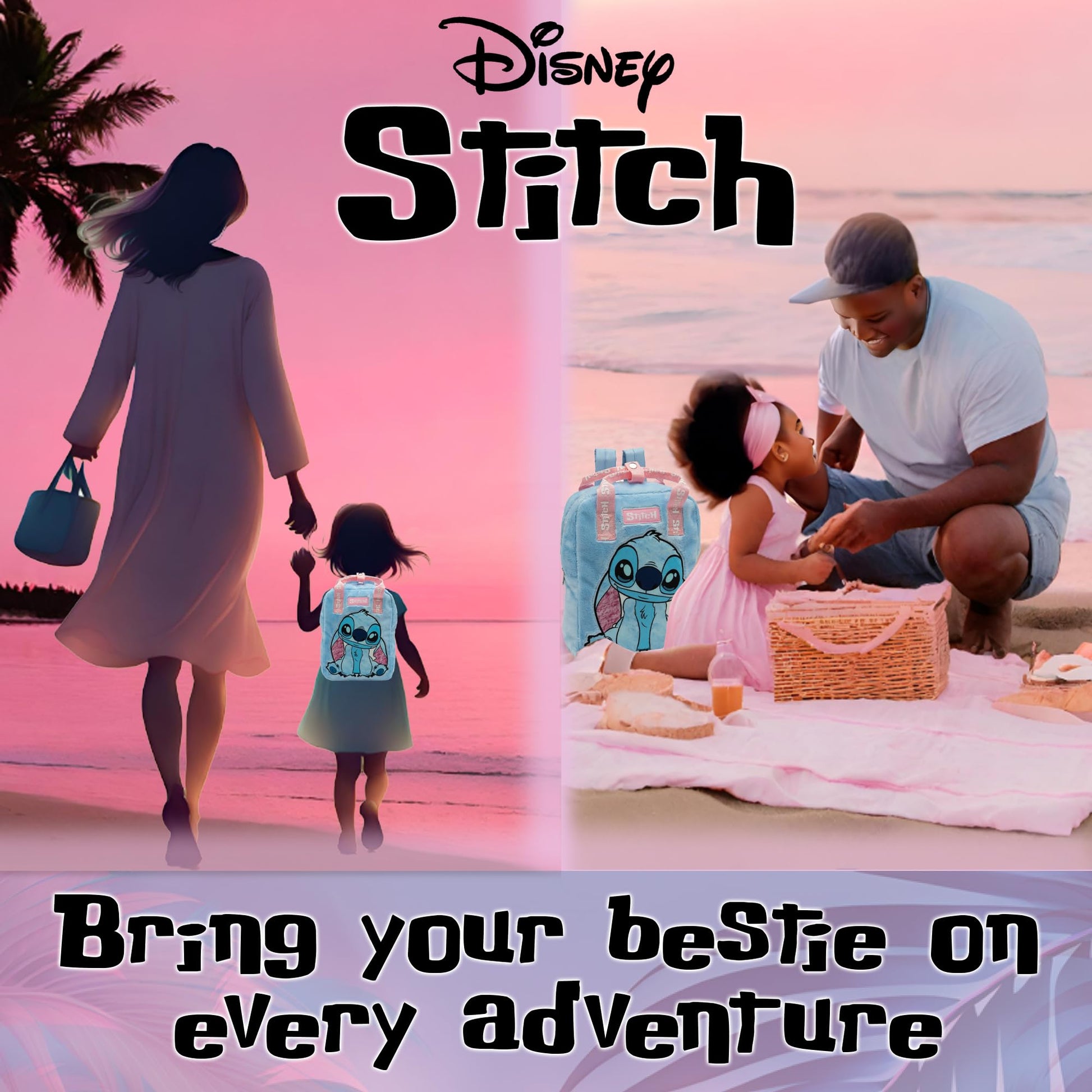 Disney Lilo and Stitch Girls Backpack Kids School Bag Childrens Faux Fur Rucksack - My Little Legends