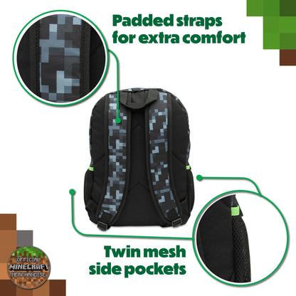 Minecraft Kids Backpack Childrens School Bag Boys Rucksack With Sad Creeper Face - My Little Legends