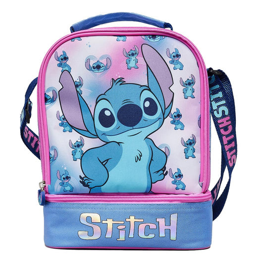 Disney Stitch Kids Lunch Bag with Insulated Lining Multi Compartment Portable Lunch Cooler Over Shoulder Bag - My Little Legends