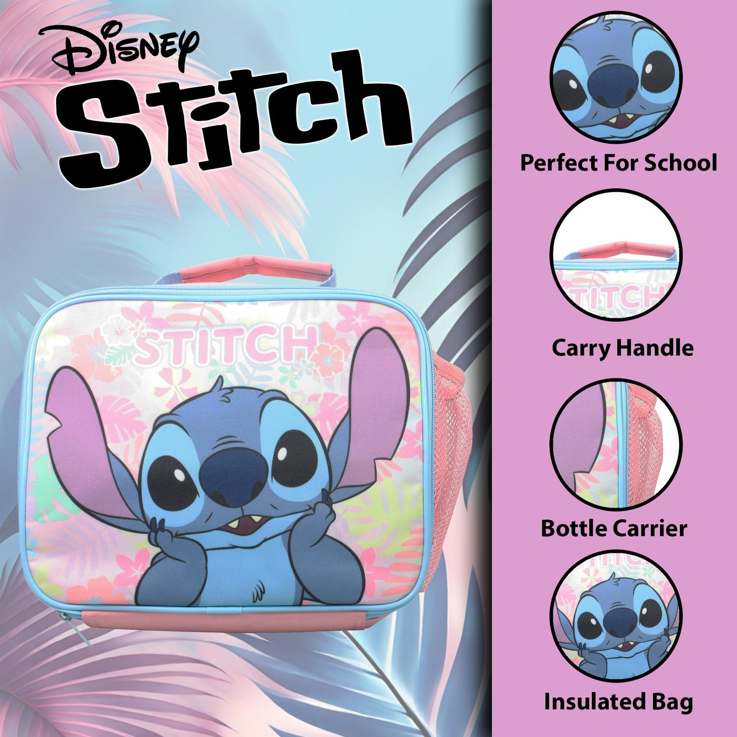 Disney Stitch Kids Lunch Bag with Insulated Lining Portable Lunch Box Cooler Bag - My Little Legends