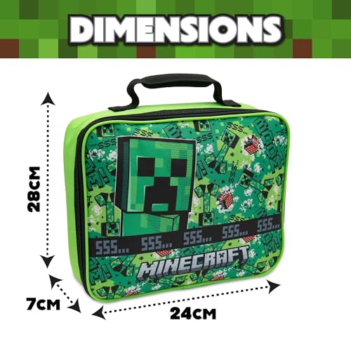 Minecraft Kids Lunch Bag with Insulated Lining Childrens School Lunchbag Cool Box - My Little Legends