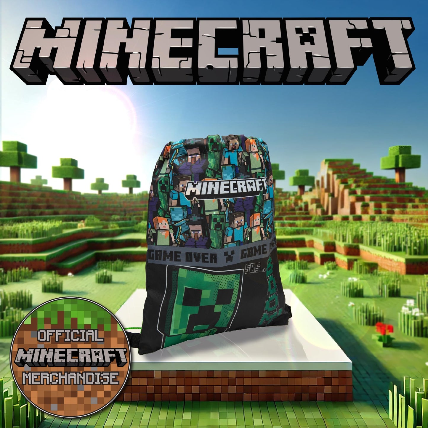 Minecraft Drawstring Bag Kids PE Kit Gym Swim Sack For Children Boys & Girls School Trainer School Backpack - My Little Legends
