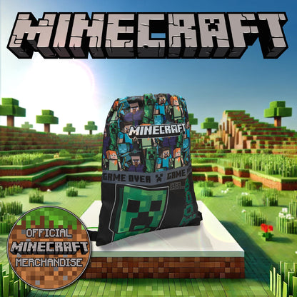 Minecraft Drawstring Bag Kids PE Kit Gym Swim Sack For Children Boys & Girls School Trainer School Backpack - My Little Legends