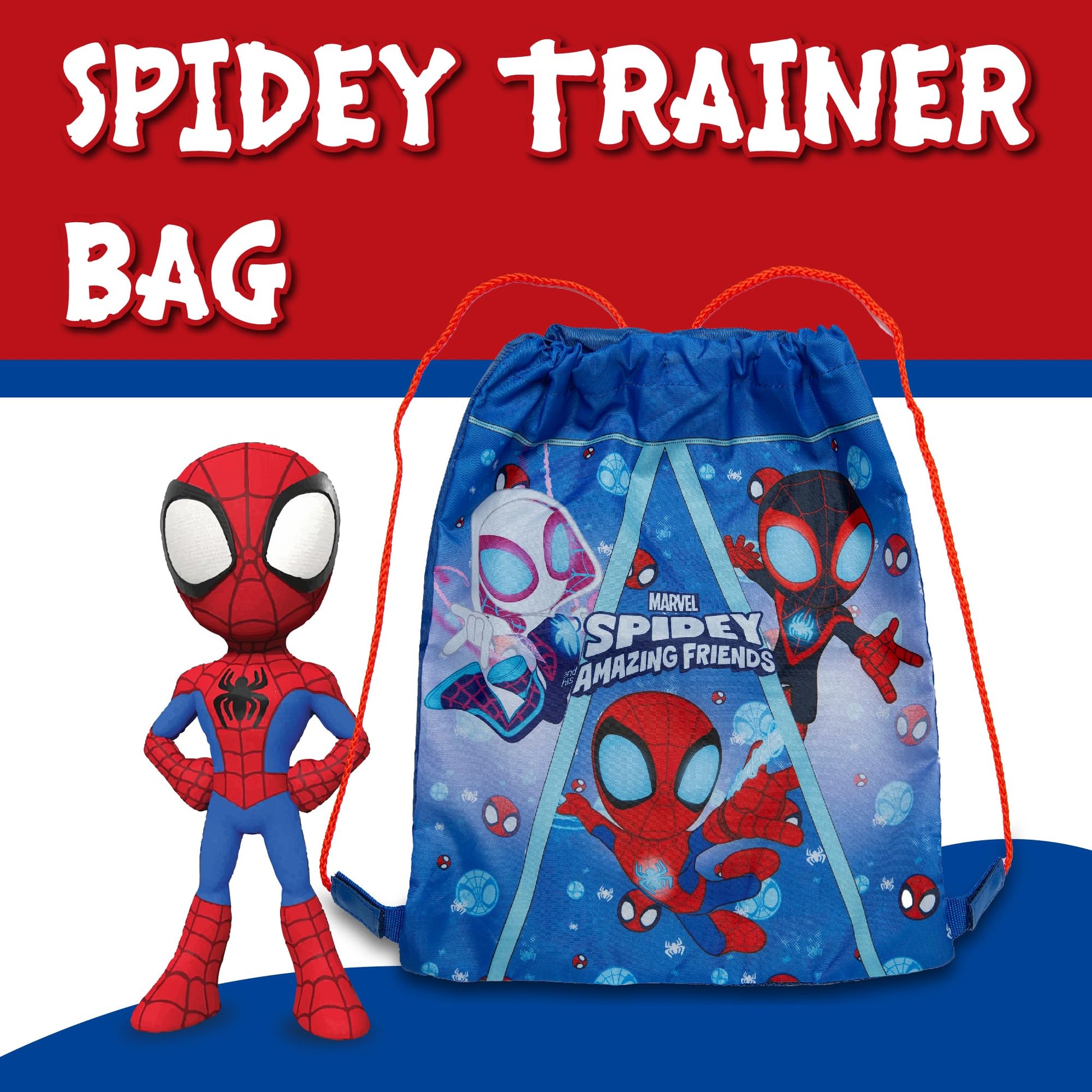 Marvel Spidey And His Amazing Friends Drawstring Bag Kids Spiderman PE Kit Gym Swim Bag School Trainer Childrens Travel - My Little Legends