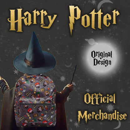 Harry Potter School Bag Backpack Girls Boys School Rucksack Chibi Character Print - My Little Legends