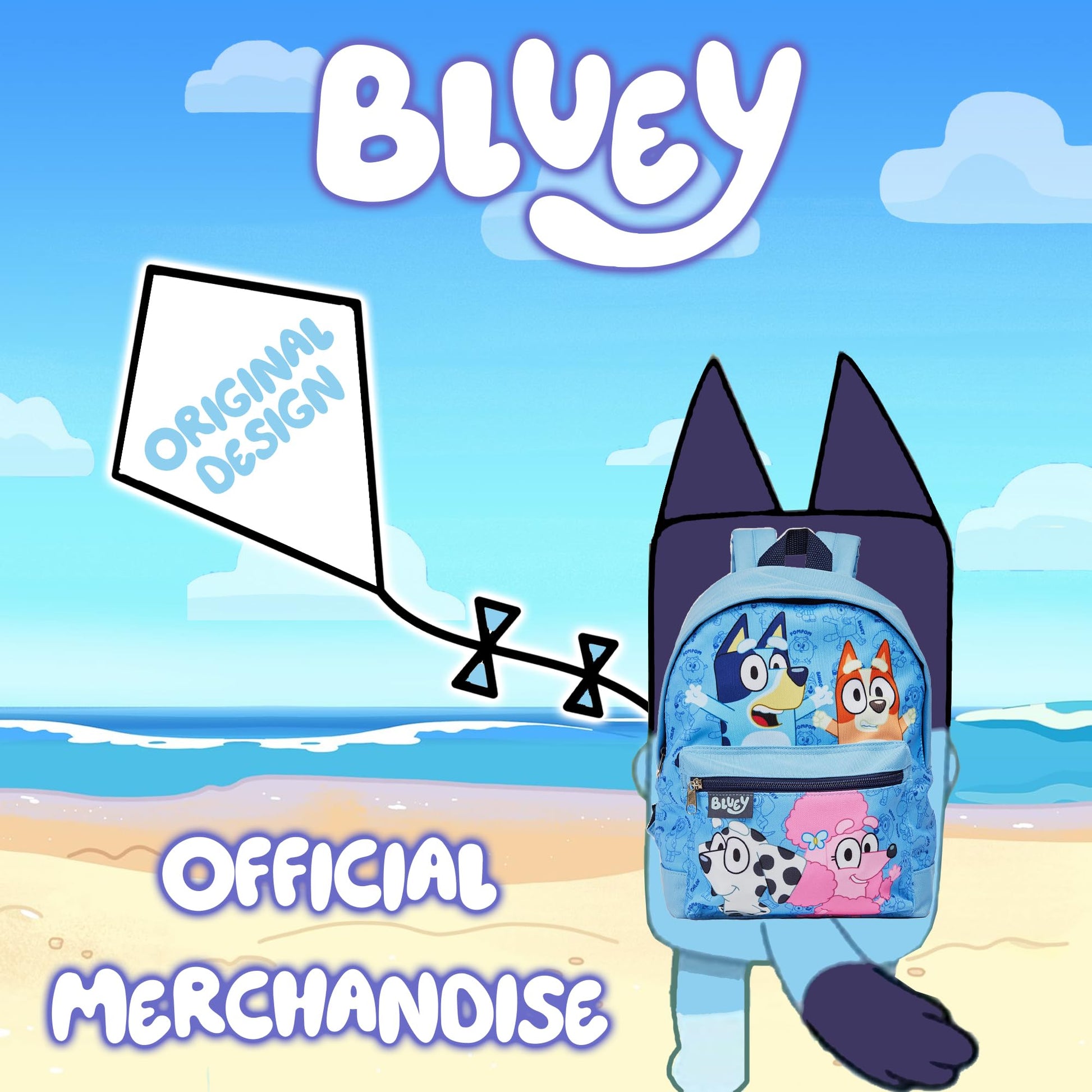 Bluey Backpack Kids School Bag Childrens Boys & Girls Nursery Rucksack, Bingo, Coco & Chloe Print - My Little Legends