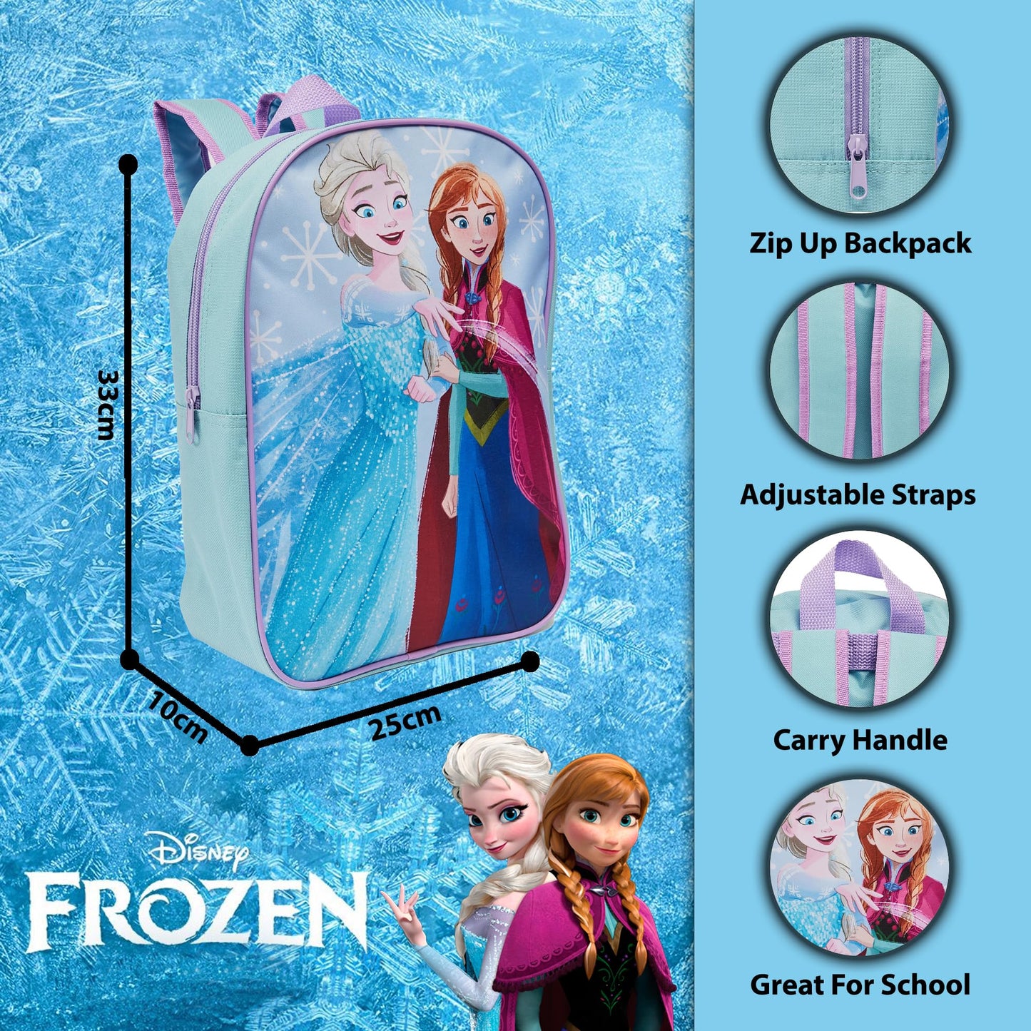 Disney Frozen Elsa & Anna Kids Backpack Childrens School Rucksack Travel Bag Girls - My Little Legends