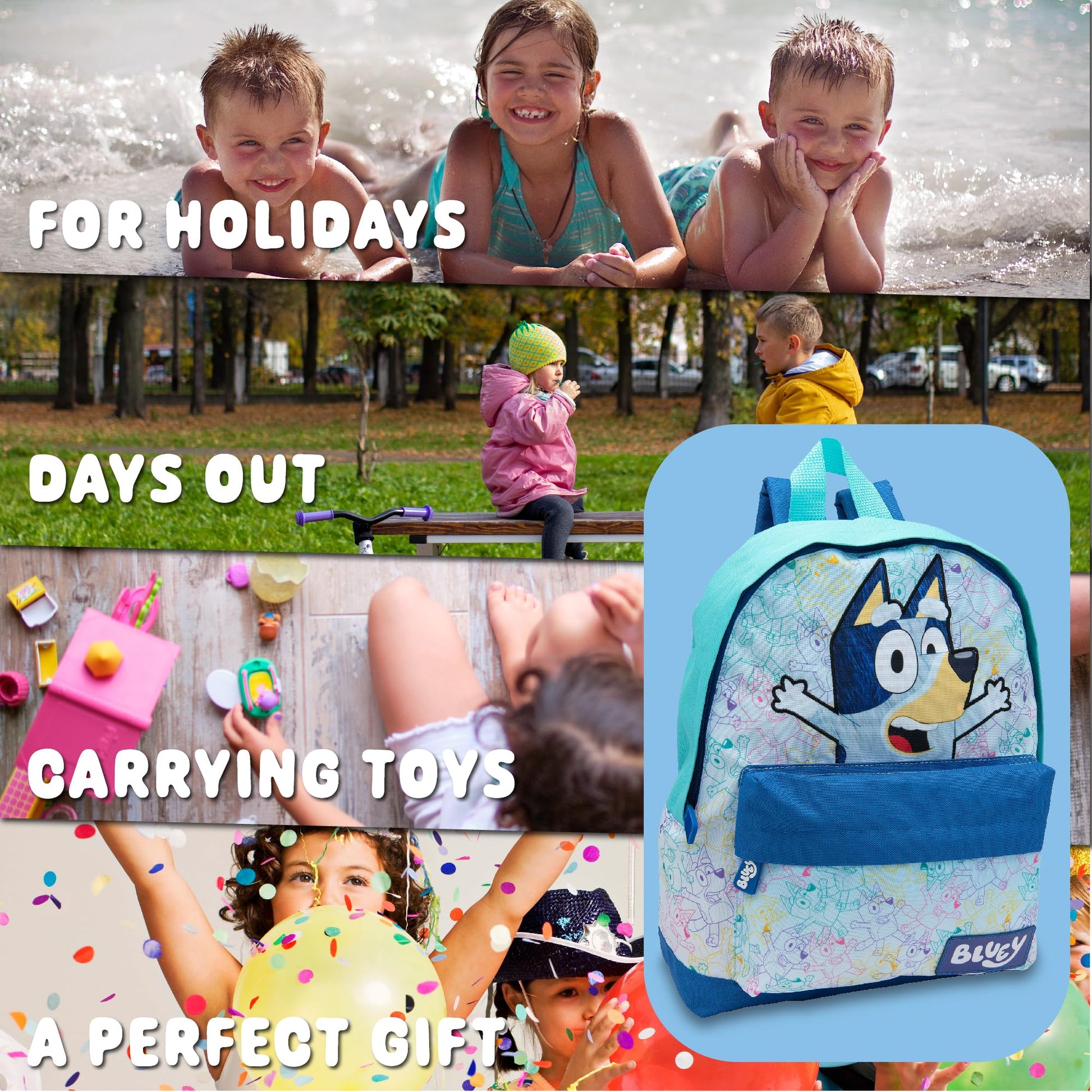 Bluey Kids Backpack Preschool Childrens Bag Boys & Girls Nursery Rucksack With Front Pocket - Blue - My Little Legends