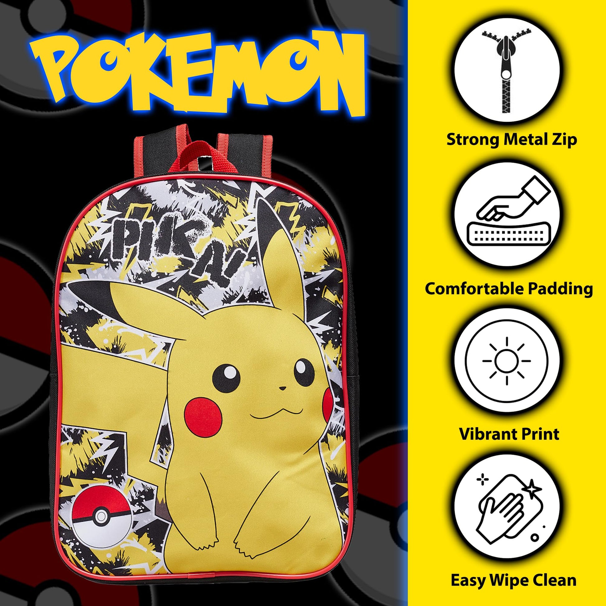 Pokemon Backpack Kids School Bag Boys Girls Nursery Rucksack Pikachu Graffiti - My Little Legends