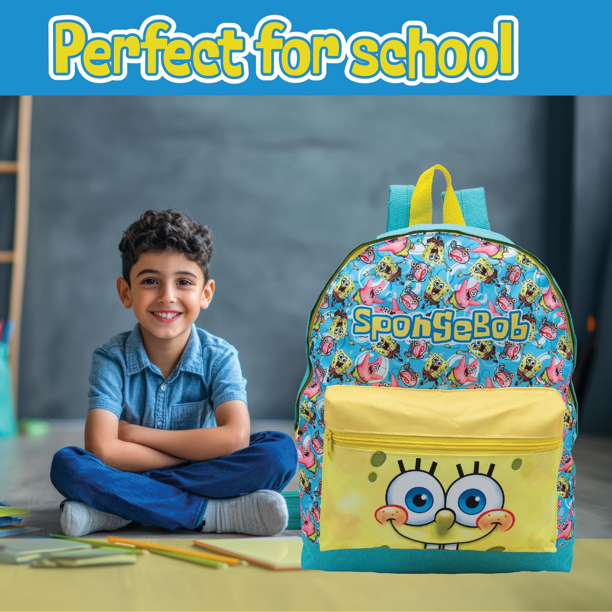 SPONGEBOB SQUAREPANTS Childrens Backpack Kids School Bag Travel Sports PE Rucksack - My Little Legends