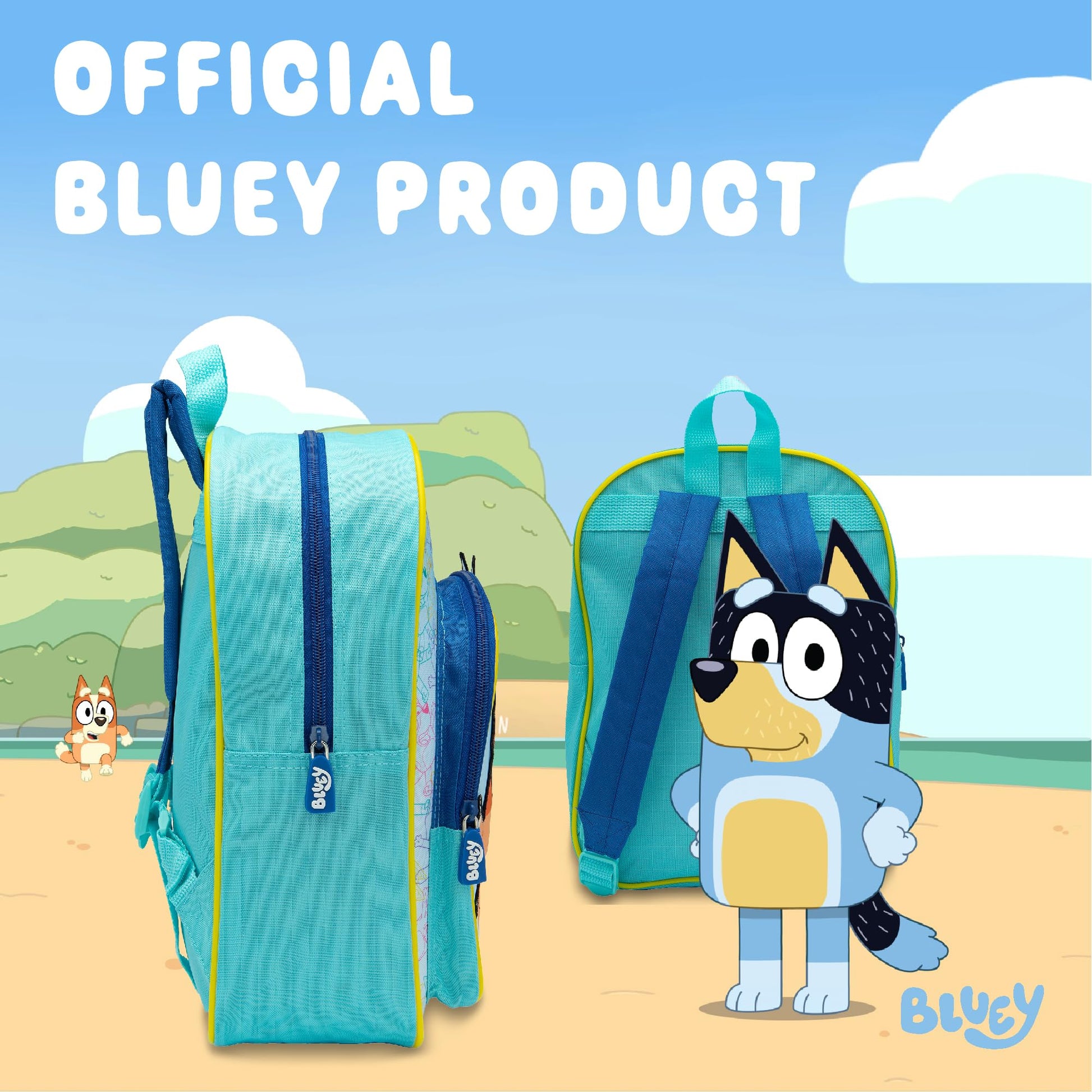 Bluey Kids Backpack Preschool Childrens Bag Boys & Girls Nursery Rucksack With Large Front Pocket - Blue - My Little Legends