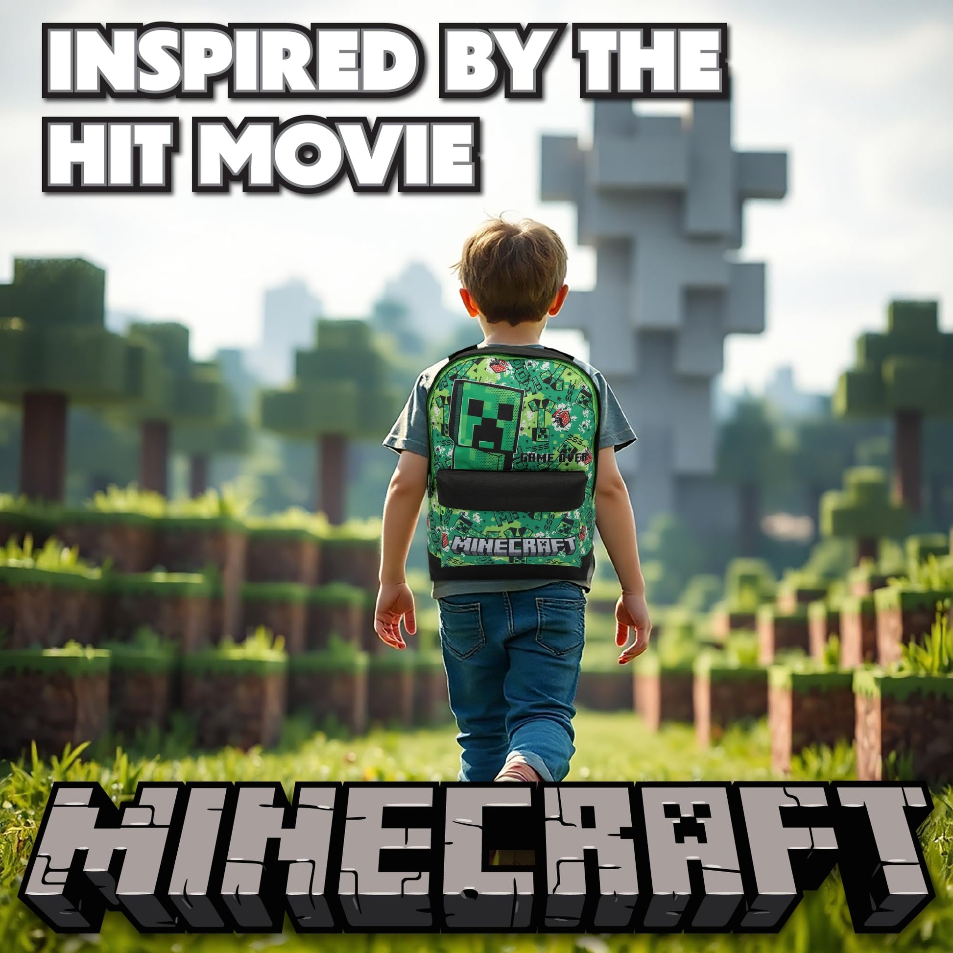 Minecraft Kids Backpack Childrens School Bag with Creeper & TNT Design Print Boys Gamer Rucksack - My Little Legends