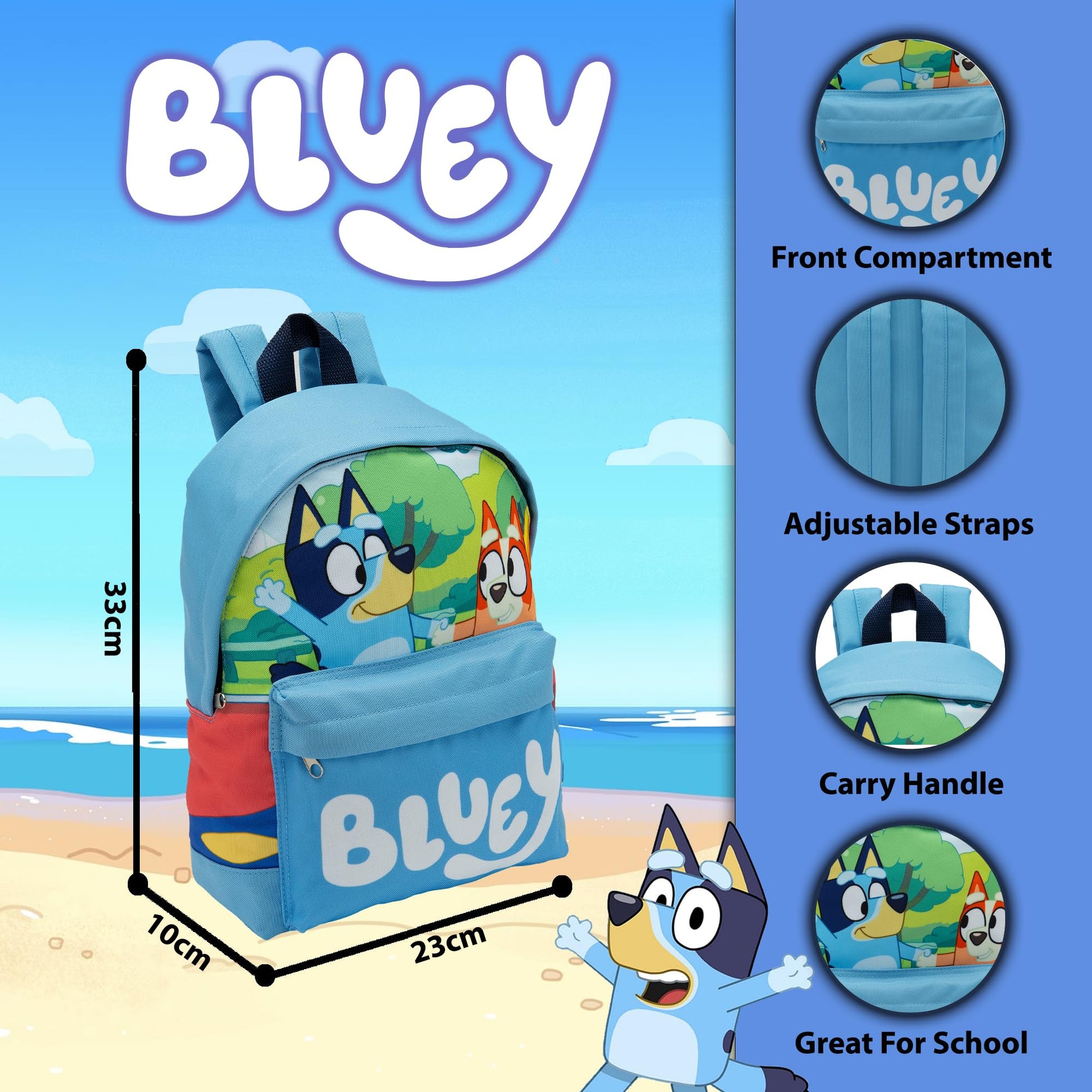 Bluey & Bingo Backpack Kids School Bag With Front Pocket Childrens Boys & Girls Nursery Rucksack - My Little Legends