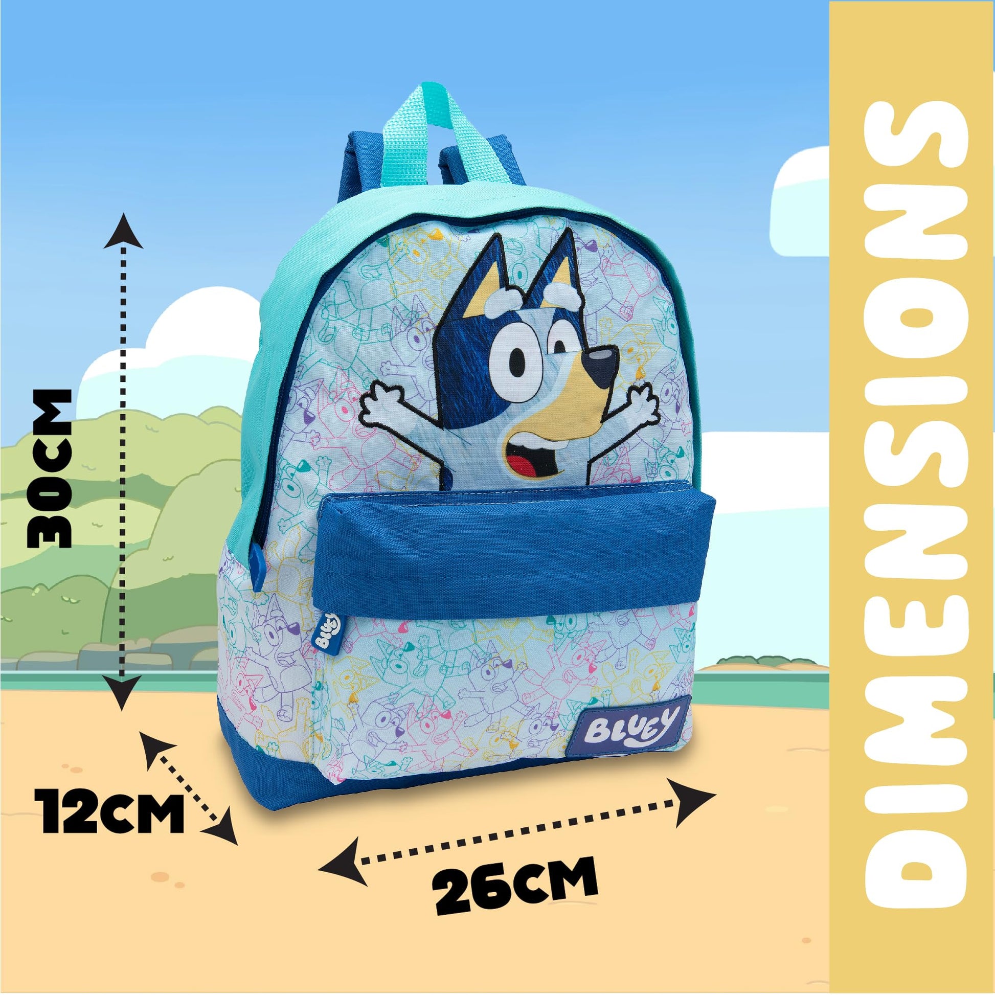 Bluey Kids Backpack Preschool Childrens Bag Boys & Girls Nursery Rucksack With Front Pocket - Blue - My Little Legends