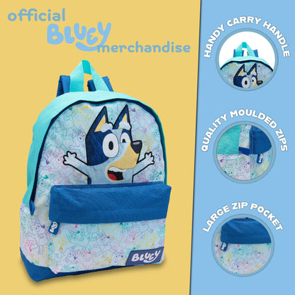 Bluey Kids Backpack Preschool Childrens Bag Boys & Girls Nursery Rucksack With Front Pocket - Blue - My Little Legends